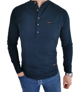 Granatowa męska koszula slim fit ze stójką