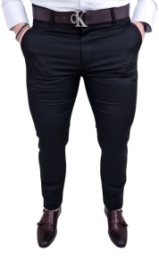 Czarne spodnie eleganckie slim fit wizytowe Stylovy D-1100