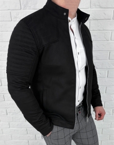 Kurtka biker zamszowa męska czarna M-7196 Stylovy