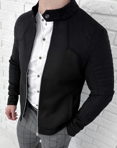 Kurtka biker zamszowa męska czarna M-7196 Stylovy
