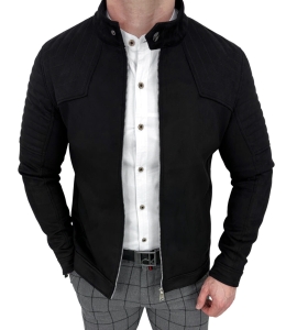 Kurtka biker zamszowa męska czarna M-7196 Stylovy