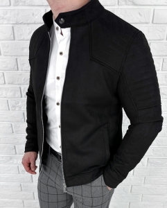 Kurtka biker zamszowa męska czarna M-7196 Stylovy