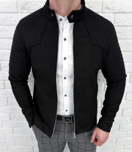 Kurtka biker zamszowa męska czarna M-7196 Stylovy