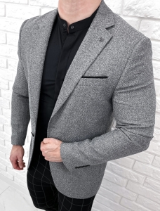 Szara elegancka marynarka męska Stylovy