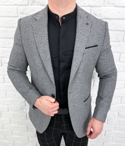 Szara elegancka marynarka męska Stylovy