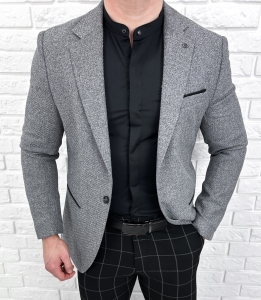 Szara elegancka marynarka męska Stylovy