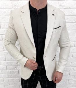 Beżowa elegancka marynarka męska Stylovy