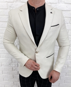 Beżowa elegancka marynarka męska Stylovy