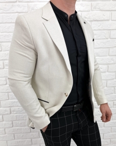 Beżowa elegancka marynarka męska Stylovy