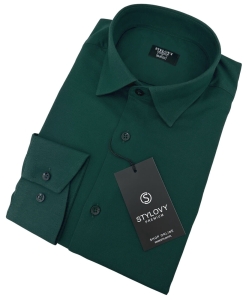Koszula męska butelkowa zieleń slim fit oxford z kołnierzem 2070