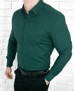 Koszula męska butelkowa zieleń slim fit oxford z kołnierzem 2070