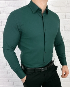 Koszula męska butelkowa zieleń slim fit oxford z kołnierzem 2070