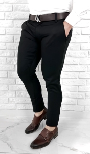 Eleganckie spodnie męskie czarne slim fit Stylovy D-1188