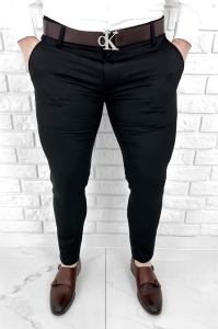 Eleganckie spodnie męskie czarne slim fit Stylovy D-1188