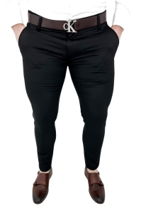 Eleganckie spodnie męskie czarne slim fit Stylovy D-1188