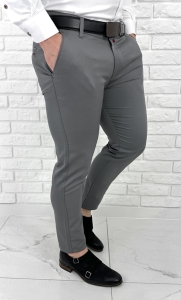 Eleganckie spodnie męskie szare slim fit Stylovy D-1100C