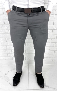 Eleganckie spodnie męskie szare slim fit Stylovy D-1100C