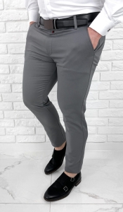 Eleganckie spodnie męskie szare slim fit Stylovy D-1100C