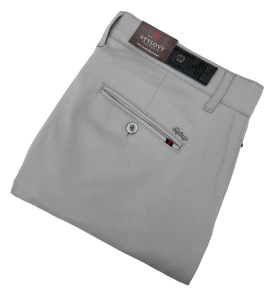 Eleganckie spodnie męskie jasne szare slim fit Stylovy D-1100