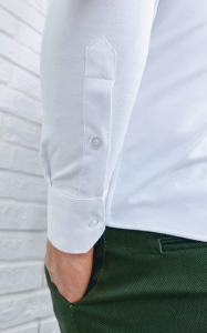 Biała koszula męska slim fit oxford zapinana do połowy 2011
