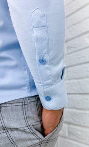 Niebieska koszula męska slim fit oxford zapinana do połowy 2011
