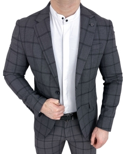 Ciemnoszara marynarka męska elegancka w kratę Monaco-3