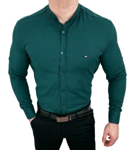 Koszula meska butelkowa zielen oxford ze stojka slim fit logo 2006 