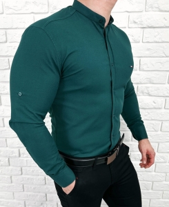 Koszula meska butelkowa zielen oxford ze stojka slim fit logo 2006 