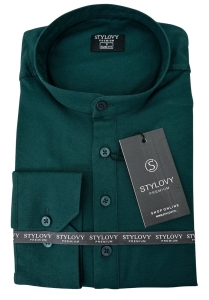 Koszula meska butelkowa zielen oxford ze stojka slim fit logo 2006 