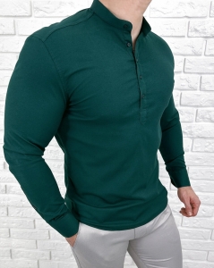 Koszula męska butelkowa zieleń slim fit oxford zapinana do połowy 2011