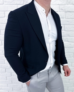 Granatowa elegancka marynarka męska 800