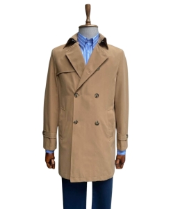 Płaszcz męski trencz camel długi dwurzędowy 9250