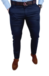 Ciemnogranatowe spodnie eleganckie slim fit wizytowe Stylovy D-1105