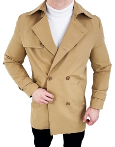 Płaszcz męski trencz camel długi dwurzędowy 9250