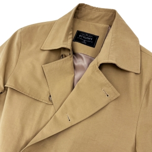 Płaszcz męski trencz camel długi dwurzędowy 9250
