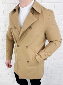Płaszcz męski trencz camel długi dwurzędowy 9250