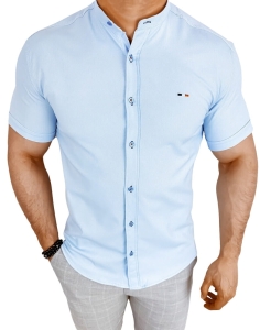 Koszula męska z krótkim rękawem niebieska oxford slim fit logo 2044