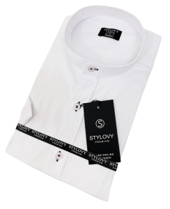 Koszula męska z krótkim rękawem biała slim fit oxford 2055