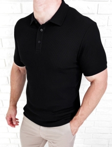 Koszulka polo czarna męska bawełniana 2862