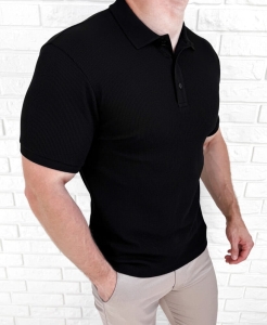 Koszulka polo czarna męska bawełniana 2862