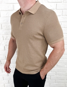 Beżowa bawełniana męska koszulka polo 2862