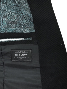 Czarna marynarka męska ze stójką Stylovy 2800