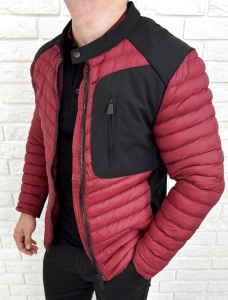 Bordowa pikowana kurtka przejściowa męska slim fit Stylovy S207