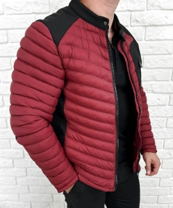 Bordowa pikowana kurtka przejściowa męska slim fit Stylovy S207