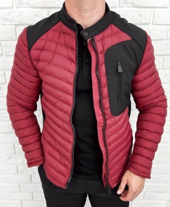 Bordowa pikowana kurtka przejściowa męska slim fit Stylovy S207