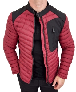 Bordowa pikowana kurtka przejściowa męska slim fit Stylovy S207