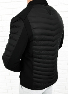 Czarna pikowana kurtka przejściowa męska slim fit Stylovy S207