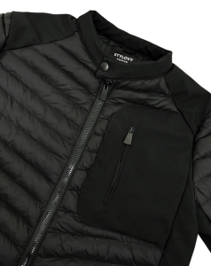 Czarna pikowana kurtka przejściowa męska slim fit Stylovy S207