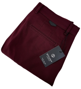 Spodnie męskie materiałowe chinosy bordowe slim fit 3018