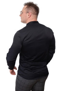 Koszula czarna męska slim fit ze stójką z zakrytymi guzikami Stylovy 105